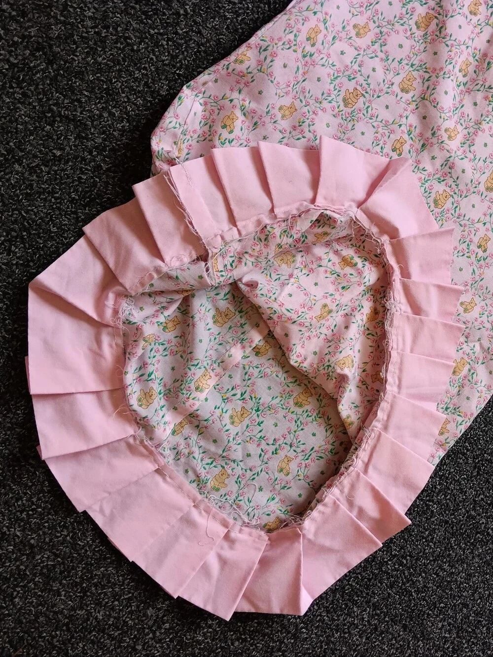 70s 80s Handmade Vintage Whimsical Girls Bear Nightgown, Approx Sz 8 Whimsy Pink